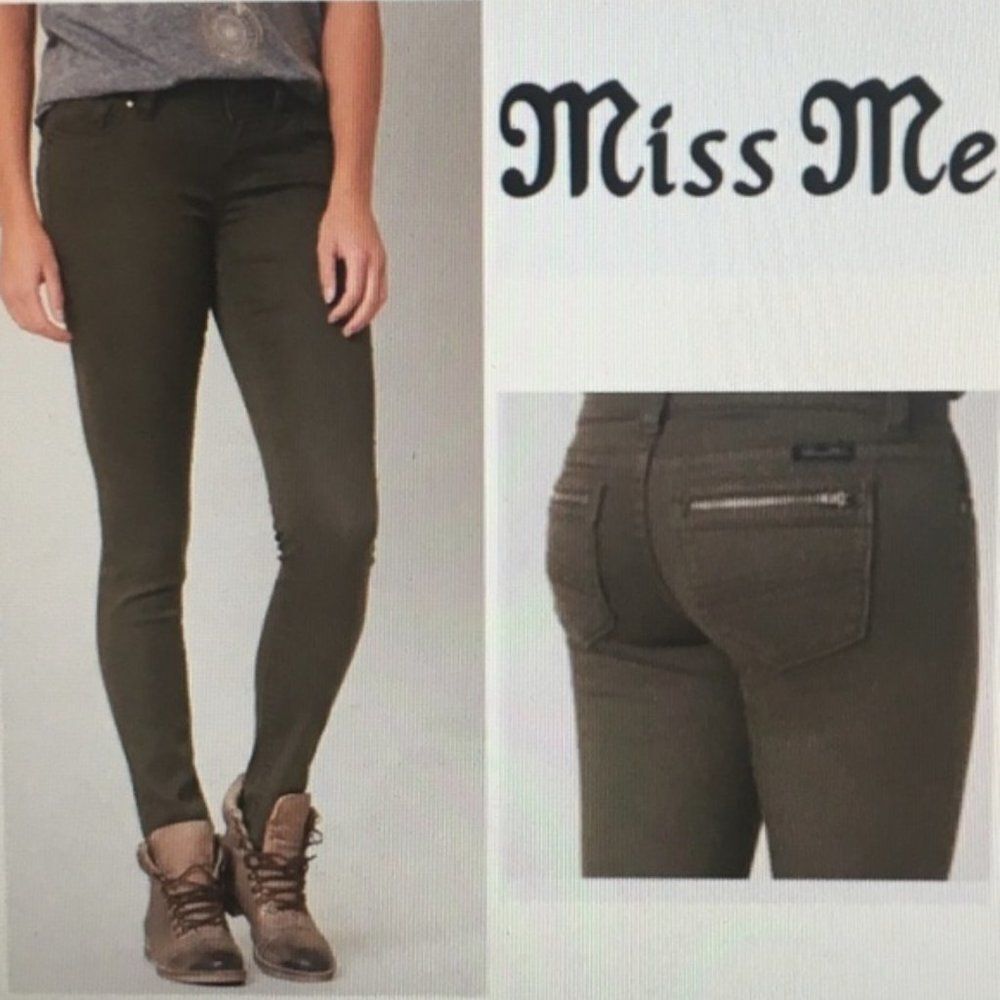 Miss Me Signature Skinny Jeans | Army Green